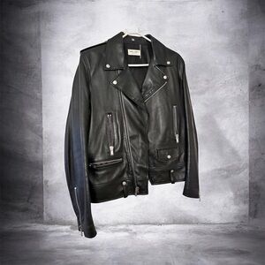 Saint Laurent Paris L01 Classic Leather Biker Jacket - Size 52 (XL)